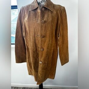 Outbrook Leather Women’s Jacket Tan Trench Coat Sz Large 12/14